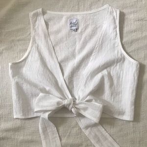 LINEN FRONT TIE TOP